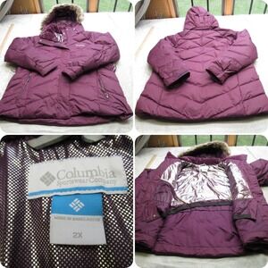 Columbia Down Jacket Womens 2X‎ Purple Omni Heat Lay D Down II Waterproof Puffer